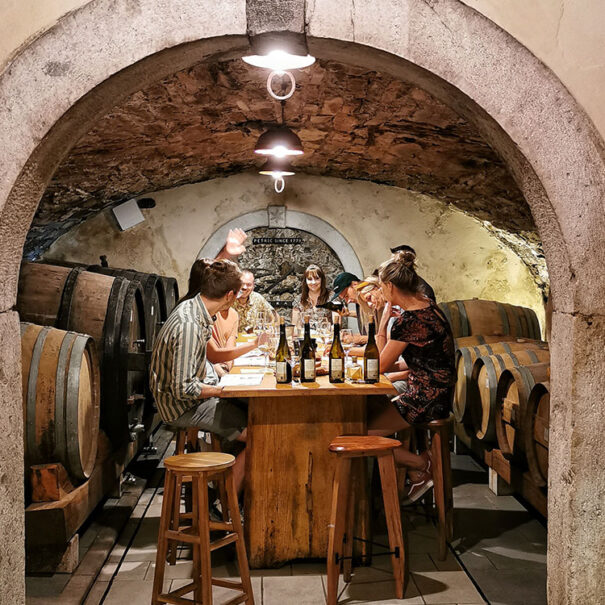 An old stone arch wine cellar from the 17th century.